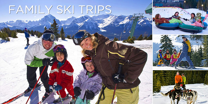 Family skiing in Canada