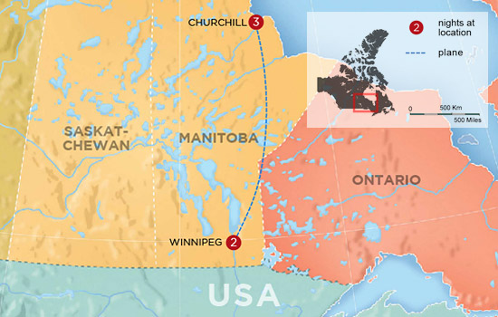 Churchill Belugas and Bears Summer Adventure - Map