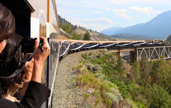 Canada rail - Canadian pacific railway - Then board the Rocky Mountaineer train for a spactacular journey from the Rockies to Vancouver.
