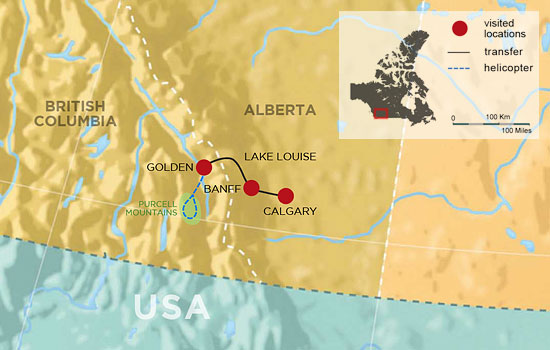 Canadian Rockies Alpine Heli-hiking Explorer - Map