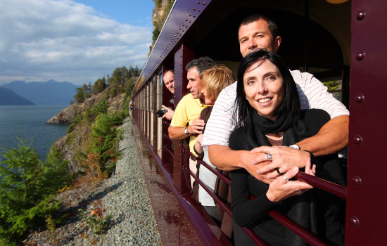 Relax onboard the Rocky Mountaineer Sea to Sky Climb train to Whistler.