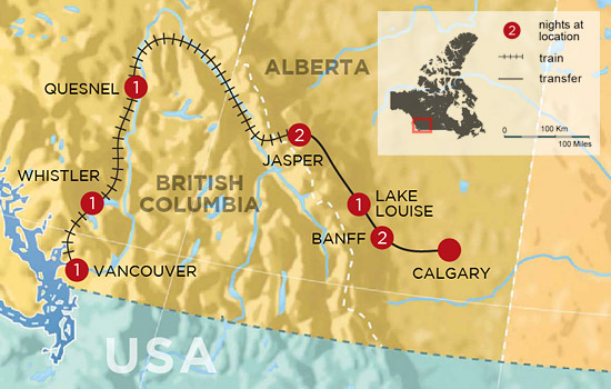 Discover Whistler and the Canadian Rockies by Rail - Map