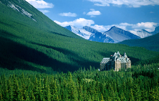 Rocky Mountaineer - Canada rail - Bird’s Eye view of the Fairmont Banff Springs Hotel